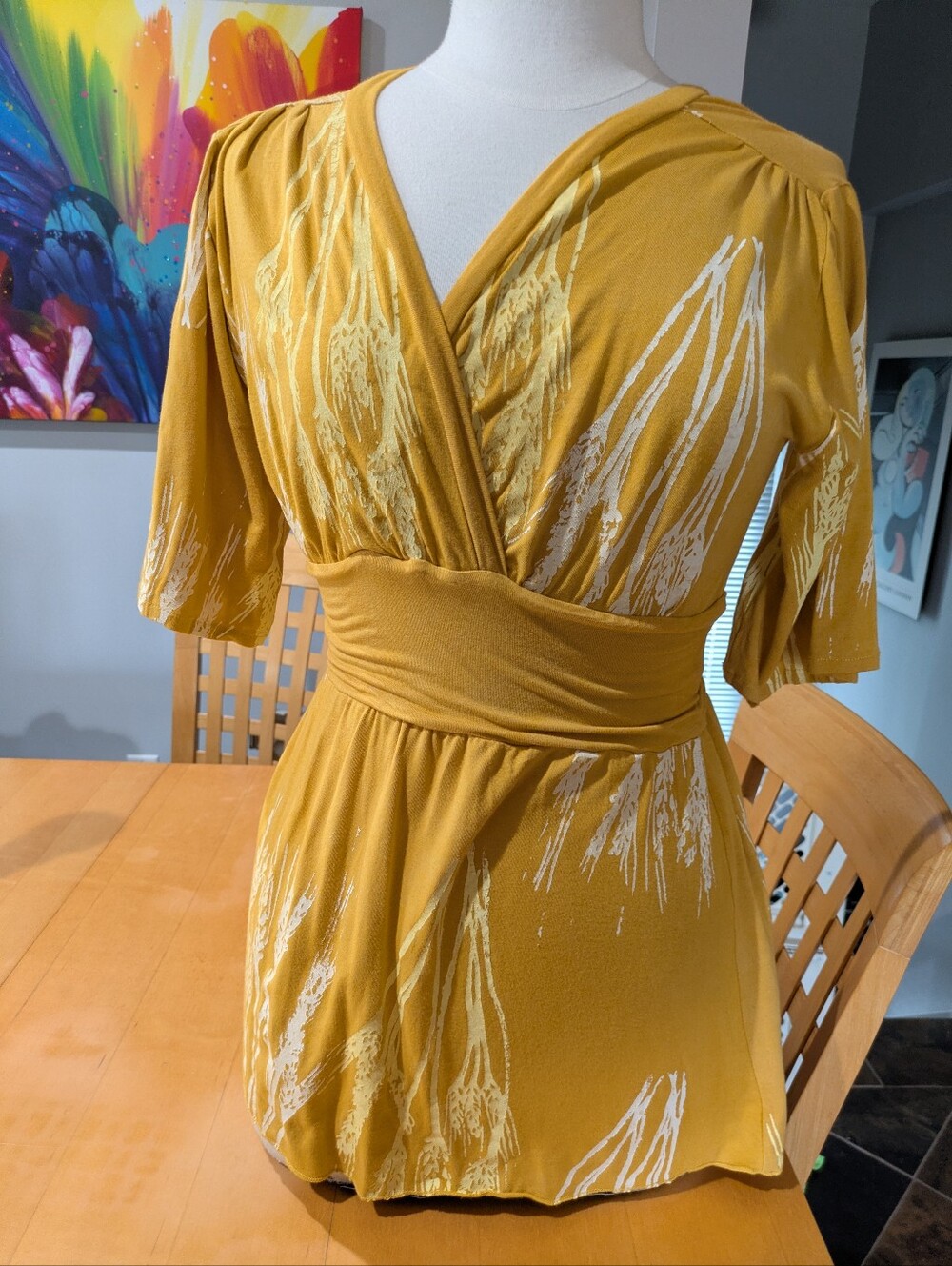Lilikoi Hemp Mustard Yellow Surplice Top